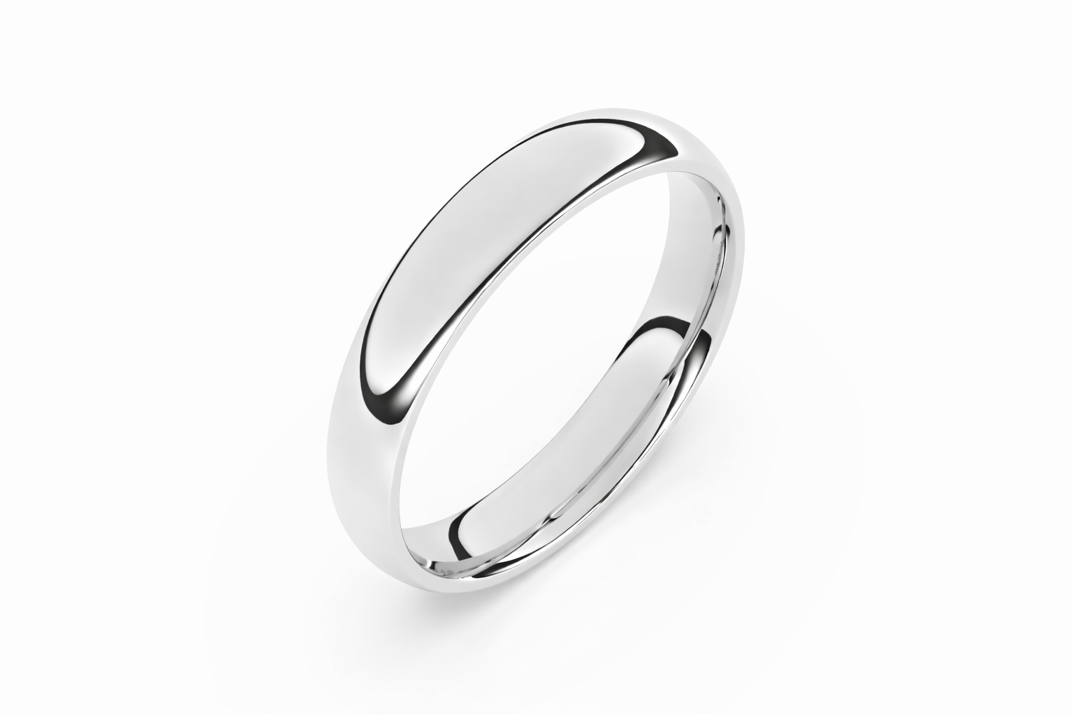4mm Traditional Comfort Fit Wedding Band in White Gold
