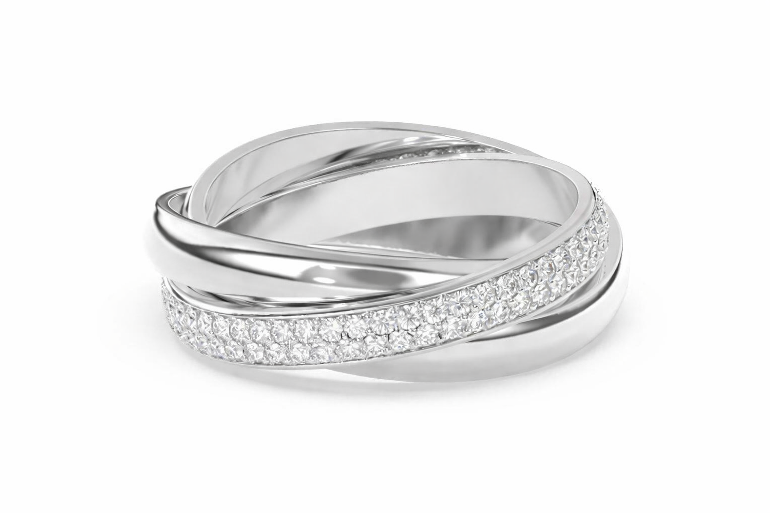Cottsmore Interlocking Three Band Ring in Platinum