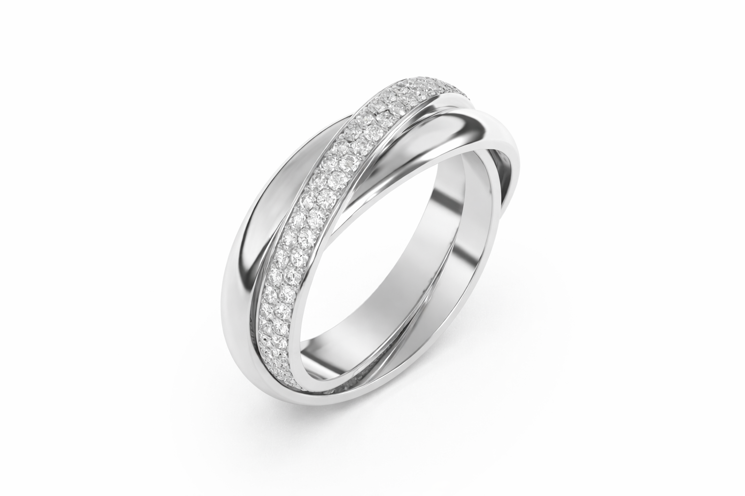 Cottsmore Interlocking Three Band Ring in Platinum