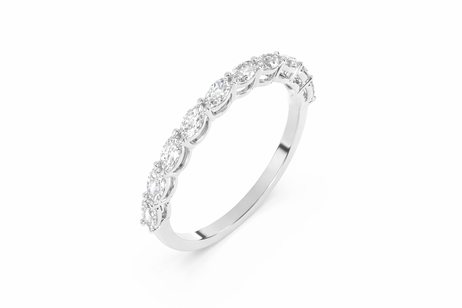 Cheyne Single Row Half Eternity Ring in 18k White Gold