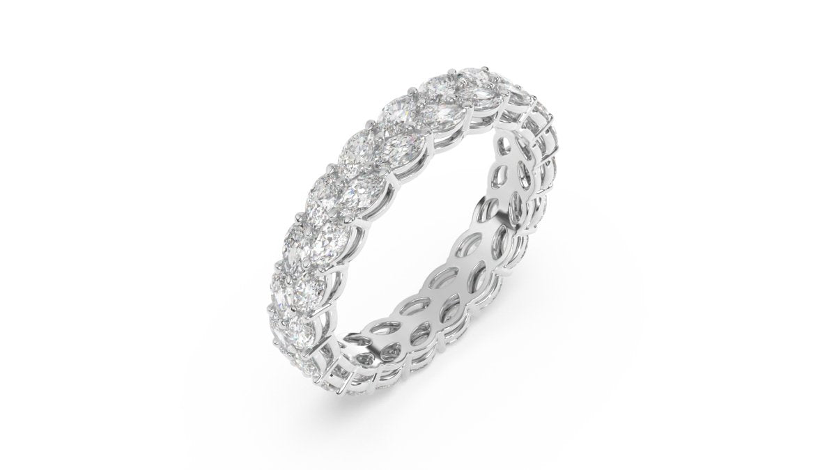 Rings Cheyne Double Row Full Eternity Ring in 18k White Gold - HOUSE PRESTON