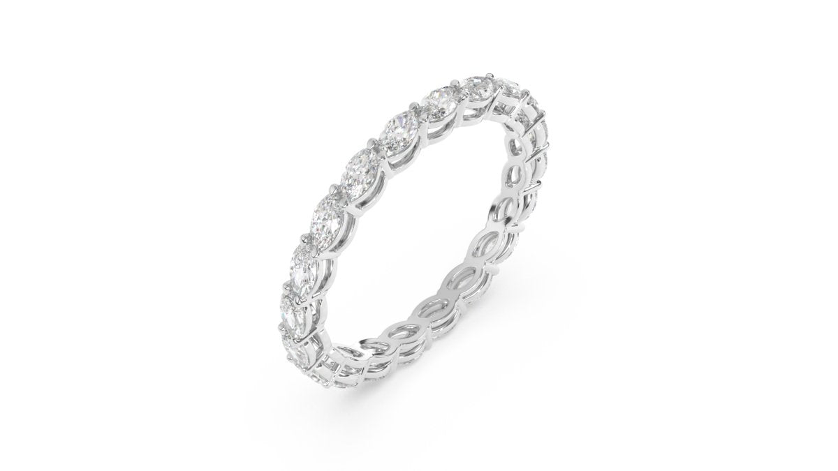 Rings Cheyne Single Row Full Eternity Ring in 18k White Gold - HOUSE PRESTON