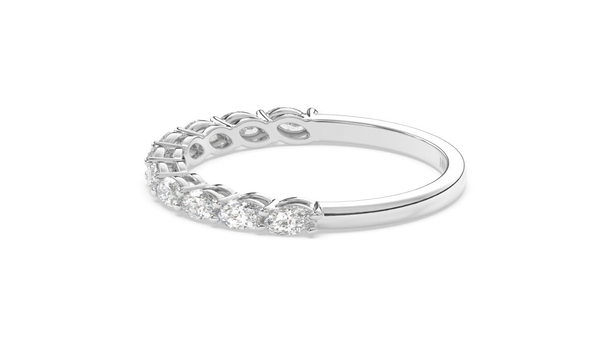 Rings Cheyne Single Row Half Eternity Ring in 18k White Gold - HOUSE PRESTON