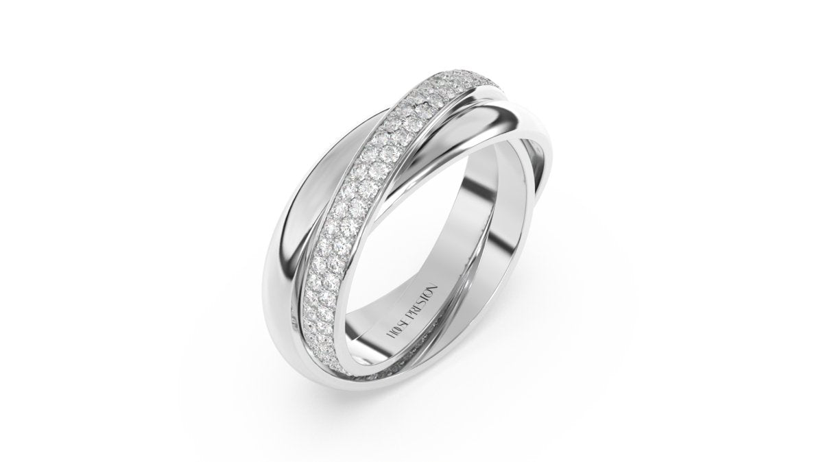 Cottsmore Interlocking Three Band Ring in Platinum - HOUSE PRESTON