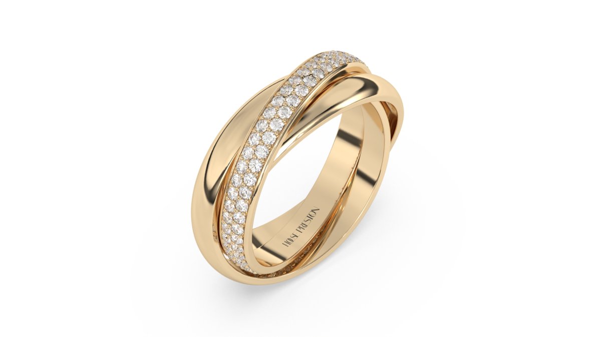 Cottsmore Interlocking Three Band Ring in Yellow Gold - HOUSE PRESTON