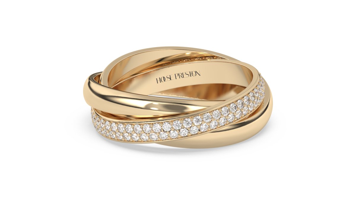 Cottsmore Interlocking Three Band Ring in Yellow Gold - HOUSE PRESTON