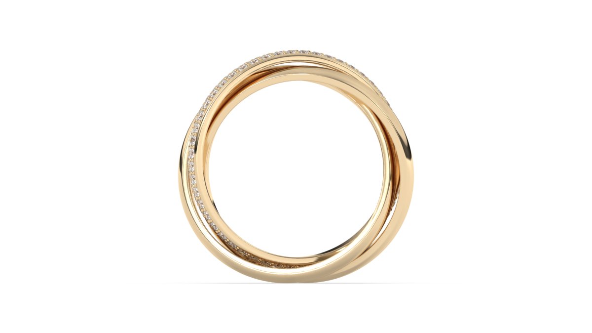 Cottsmore Interlocking Three Band Ring in Yellow Gold - HOUSE PRESTON