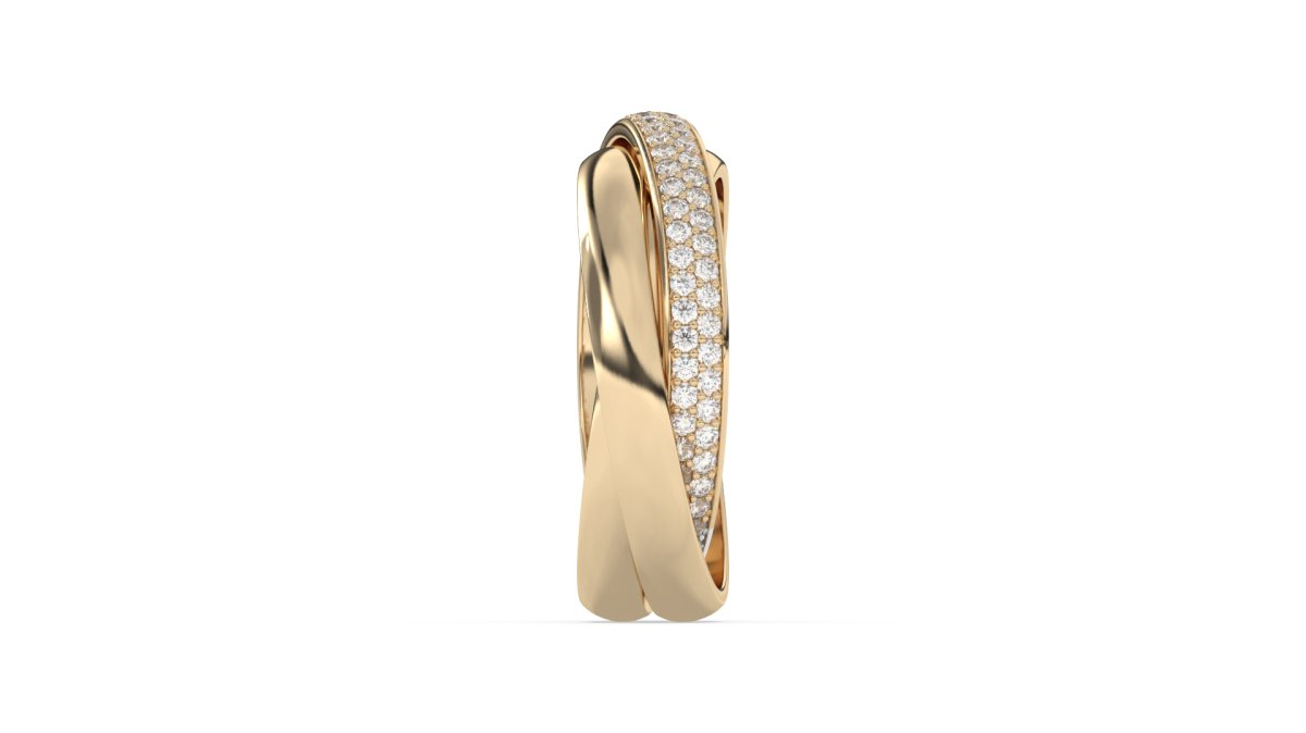 Cottsmore Interlocking Three Band Ring in Yellow Gold - HOUSE PRESTON