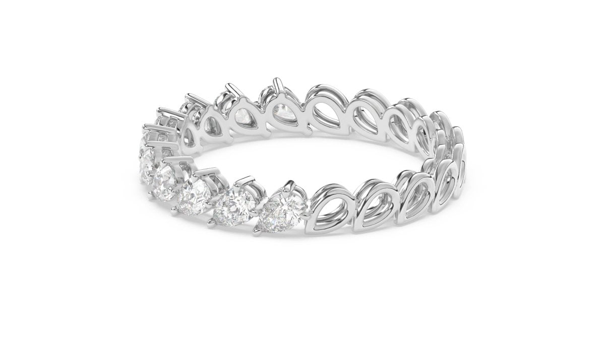 Rings Courtenay Pear Half Eternity Ring in 18K White Gold - HOUSE PRESTON