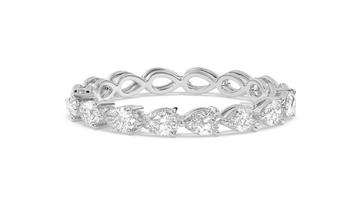 Rings Dalham Pear Half Eternity Ring in 18K White Gold - HOUSE PRESTON