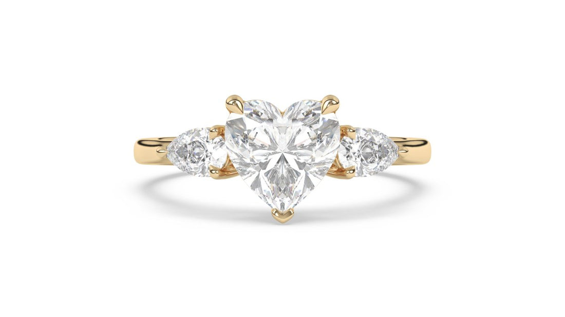 Hereford Heart & Pear Trilogy Ring in Yellow Gold yellow gold