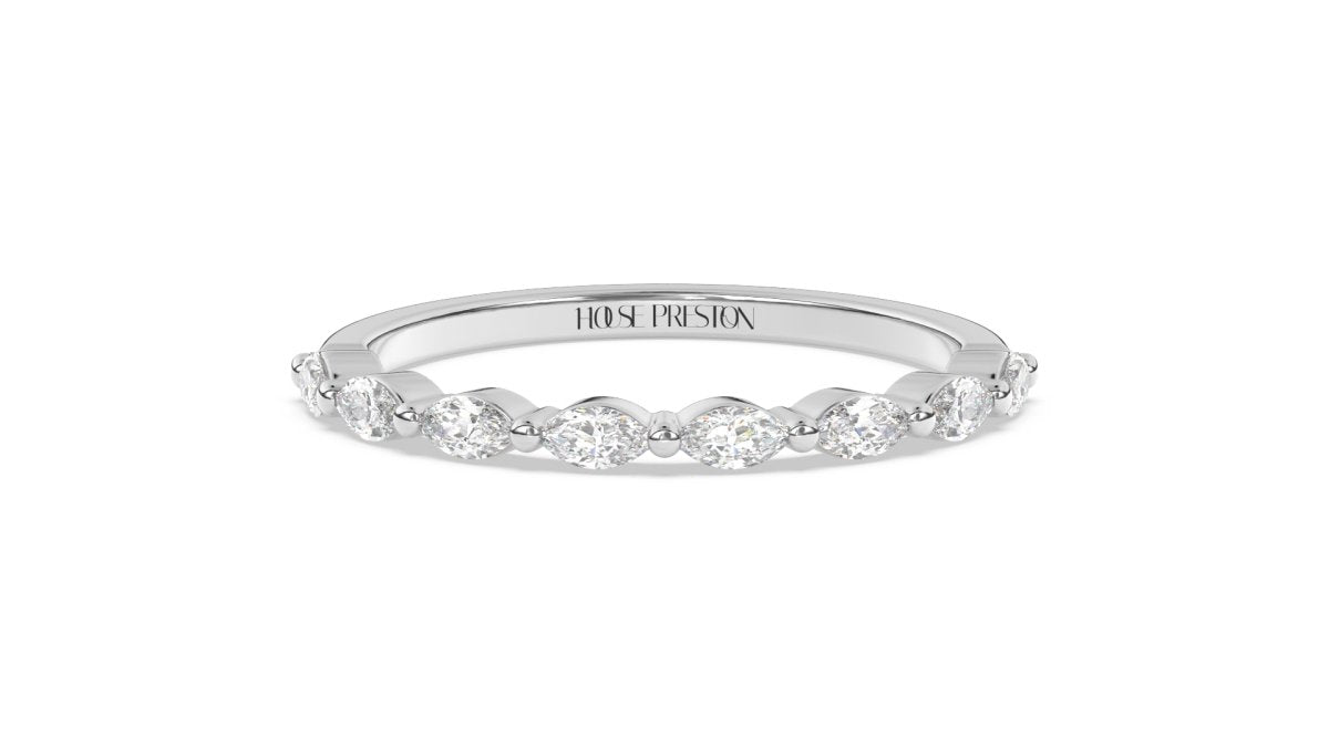 Rings Manresa Marquise Half Eternity Ring in 18K White Gold - HOUSE PRESTON