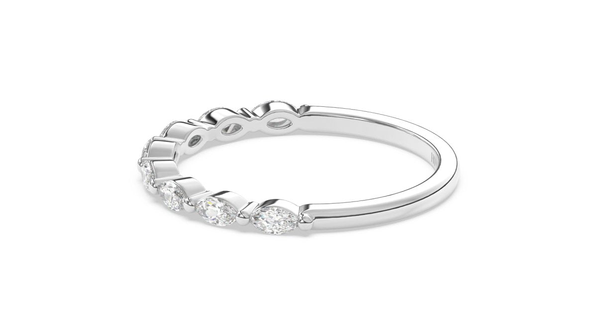 Rings Manresa Marquise Half Eternity Ring in 18K White Gold - HOUSE PRESTON
