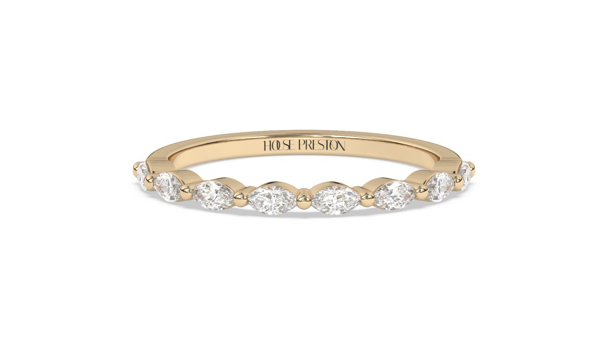 Rings Manresa Marquise Half Eternity Ring in 18K Yellow Gold - HOUSE PRESTON