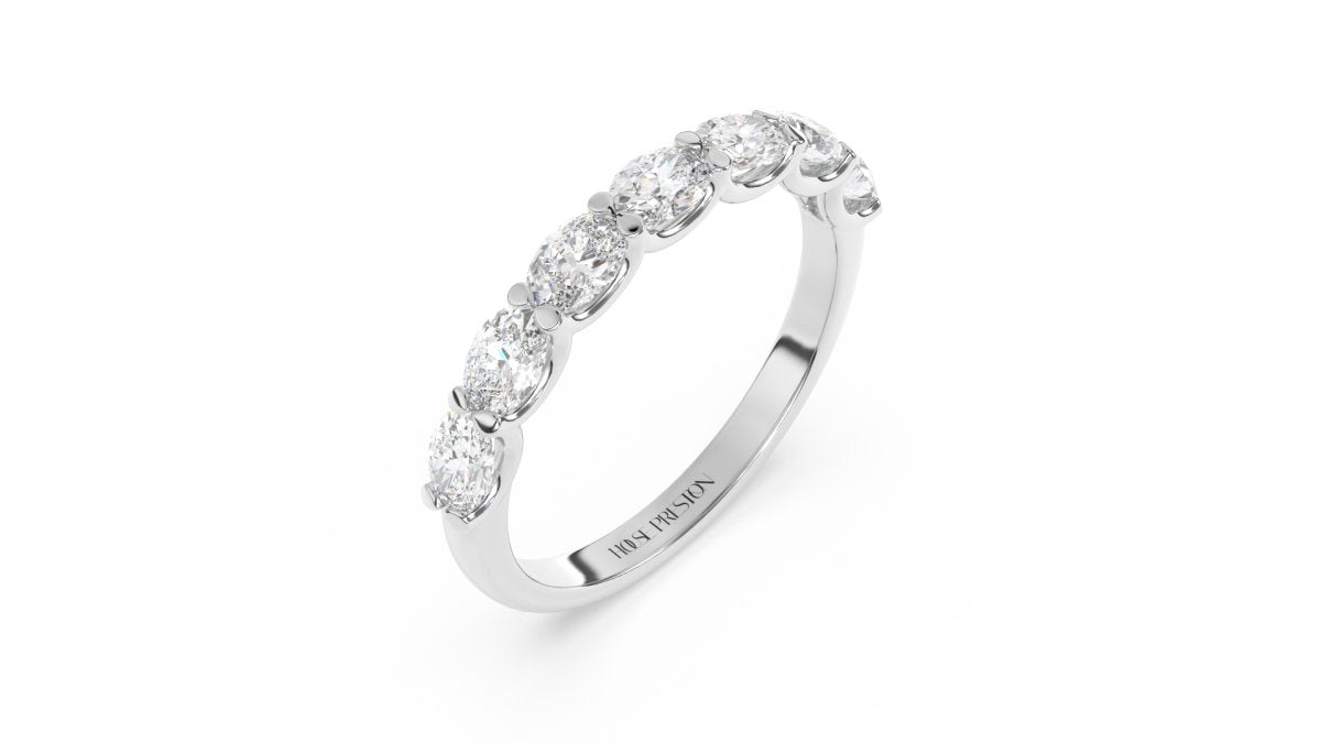 Rings Ovington Half Eternity Ring in 18K White Gold - HOUSE PRESTON