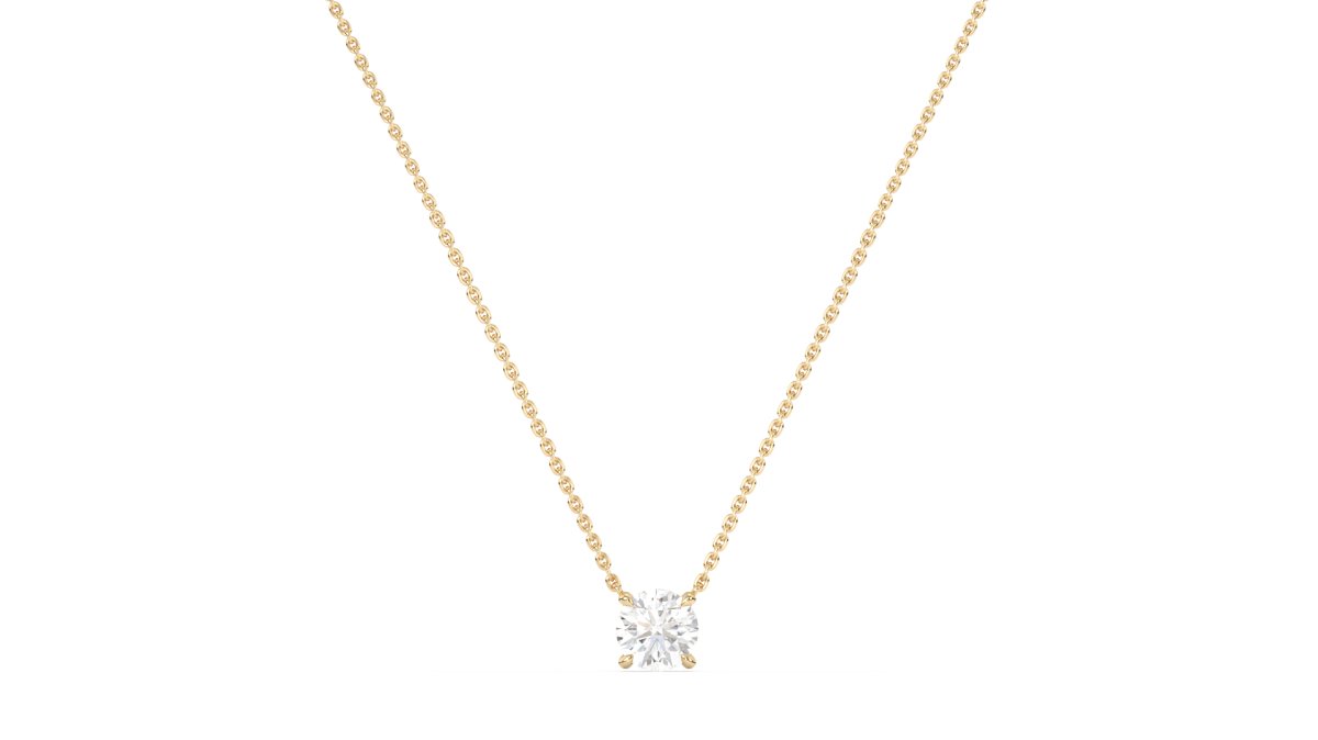 Necklaces Oxford Round Diamond Necklace in Yellow Gold - HOUSE PRESTON
