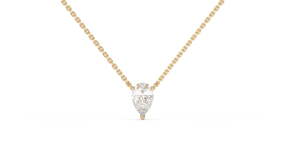 Necklaces Pavilion Pear Diamond Necklace in White Gold - HOUSE PRESTON