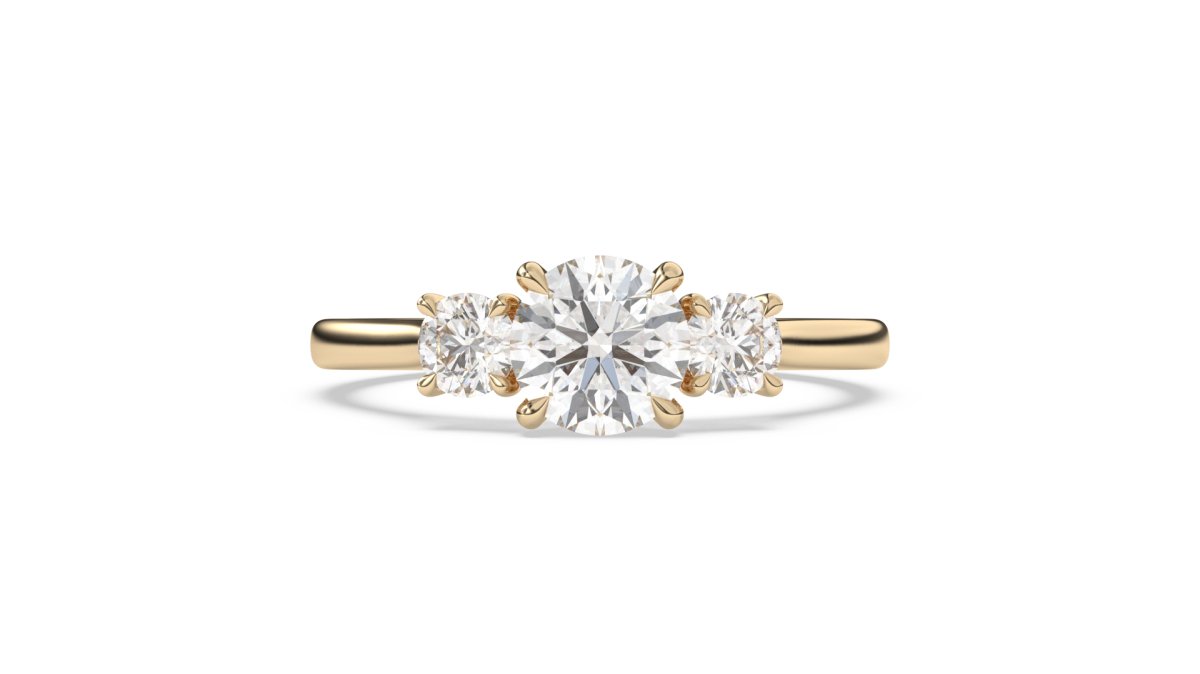 Regent Three Stone Engagement Ring in Yellow Gold