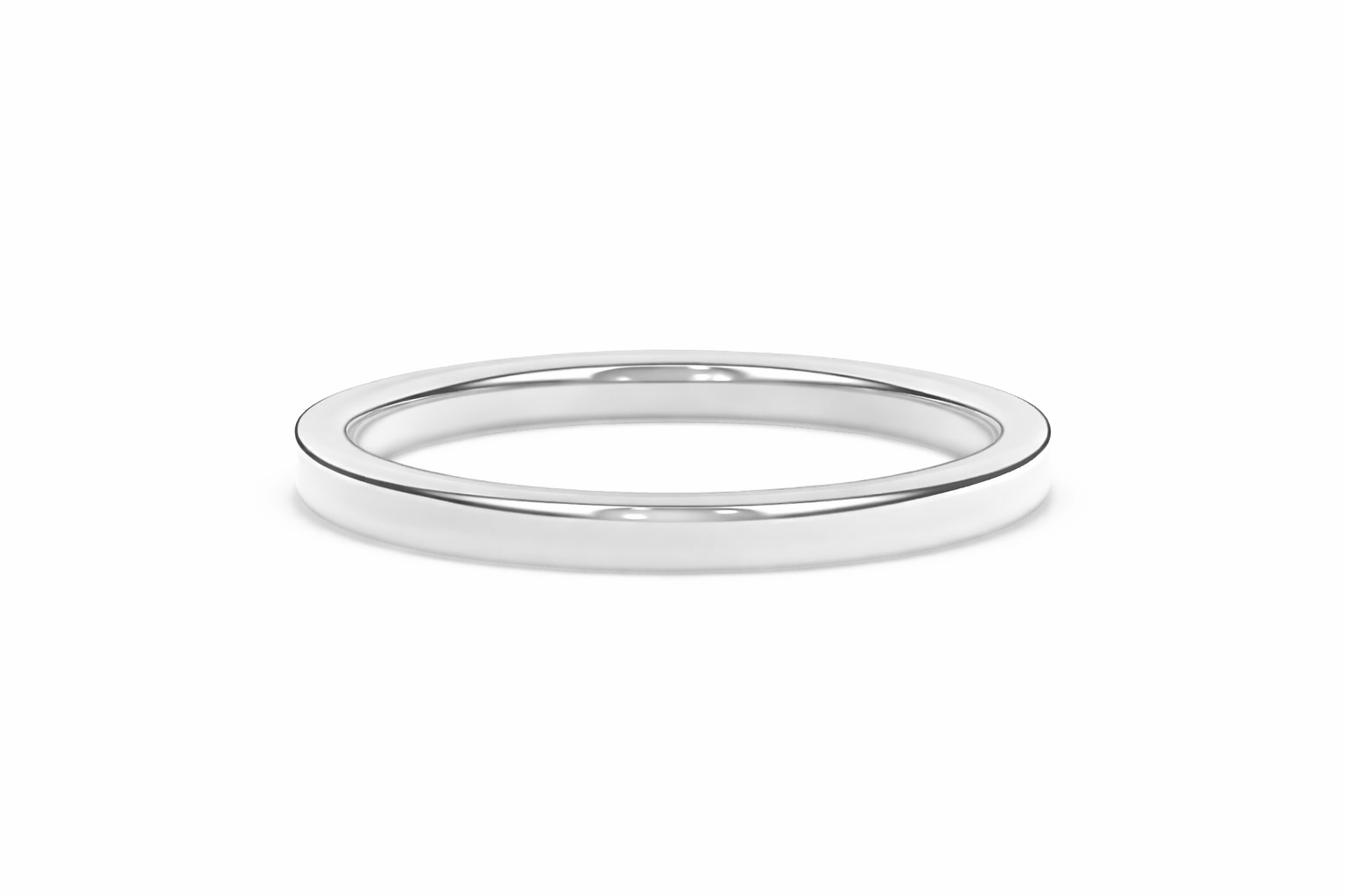 2mm Traditional Comfort Fit Wedding Band in White Gold