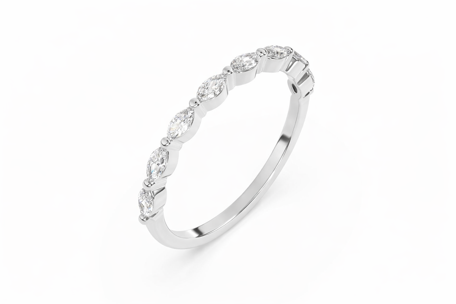 Manresa Marquise Half Eternity Ring in 18K White Gold