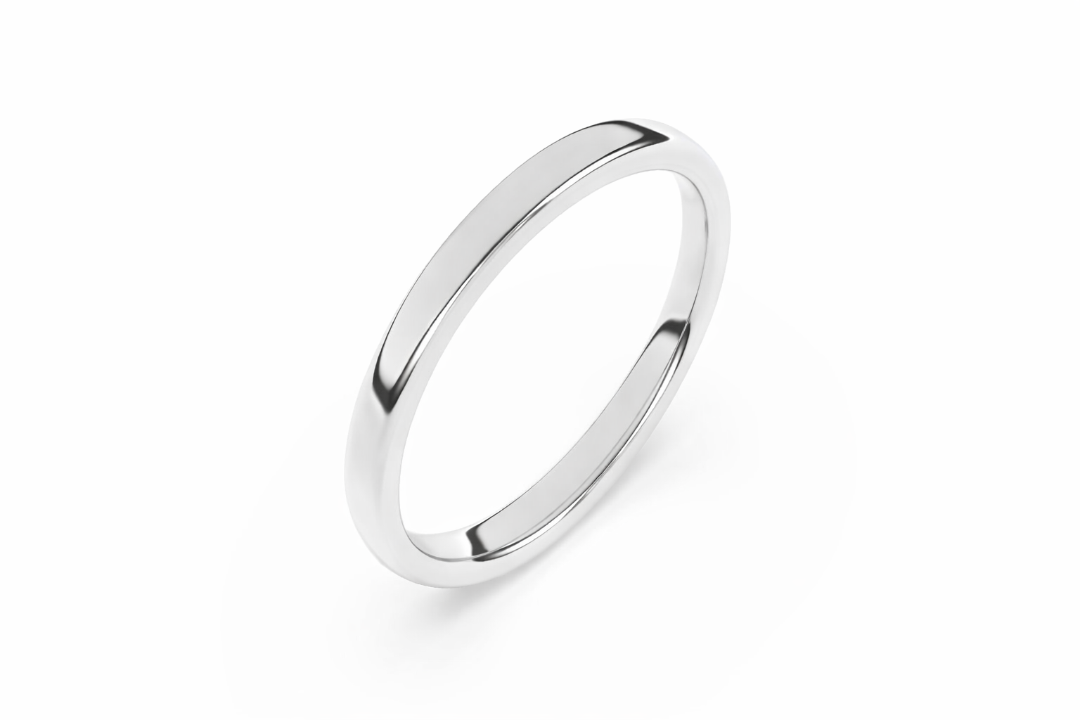 2mm Traditional Comfort Fit Wedding Band in White Gold