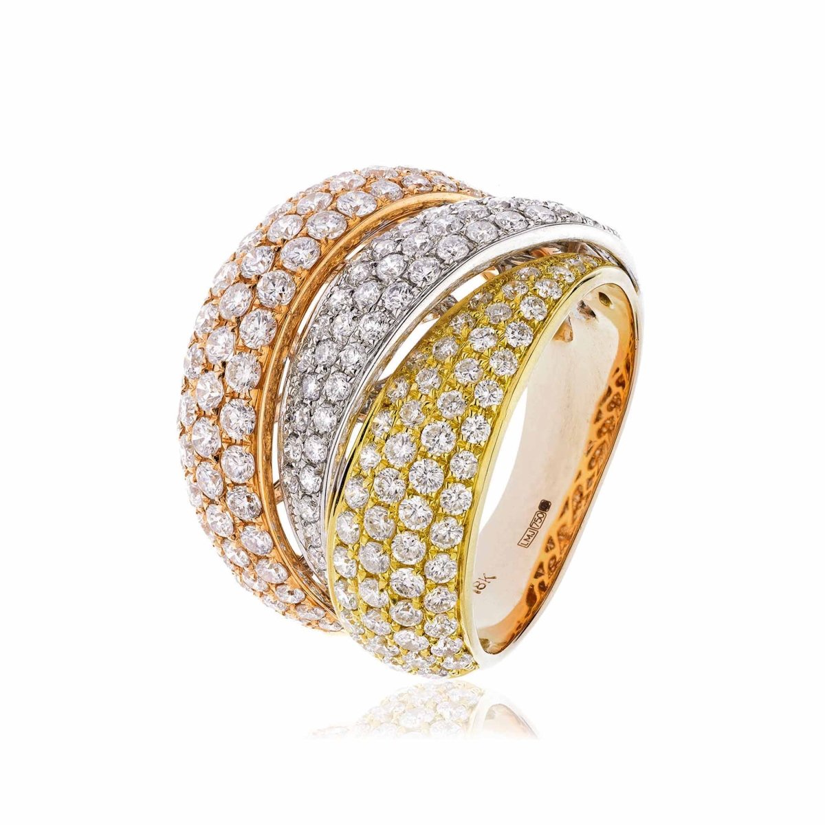 Rings Senna Three Tone Ring In 18K Gold - HP Diamond Jewellery