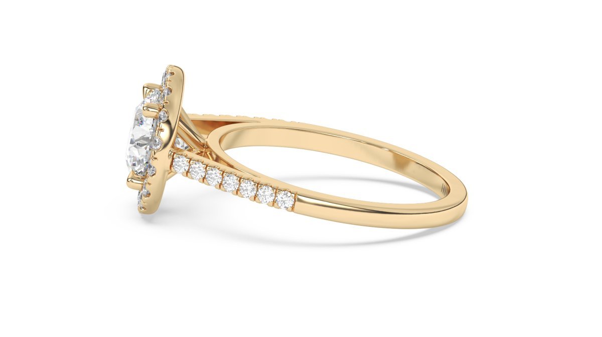 Setting The Round Brilliant Halo Ring in Yellow Gold - HP Diamond Jewellery