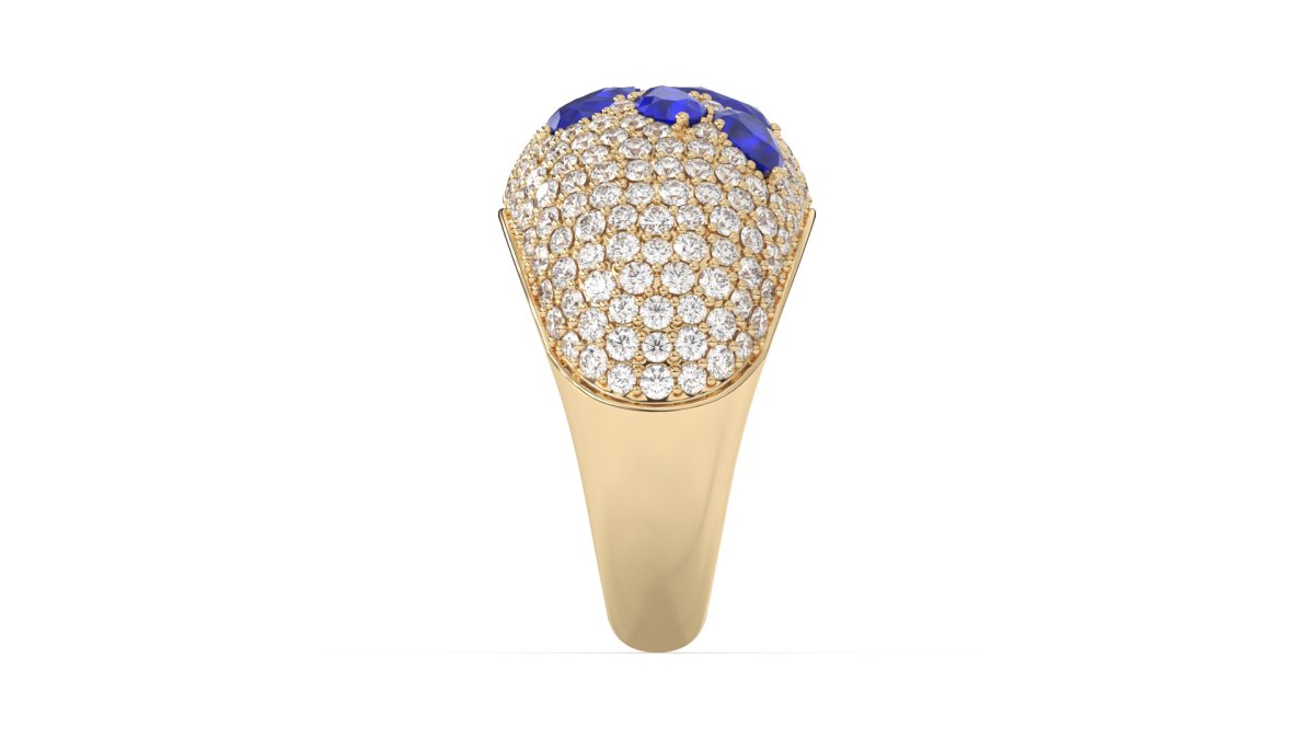 Rings Bubble Diamond Ring With Blue Sapphires in Yellow Gold - HOUSE PRESTON