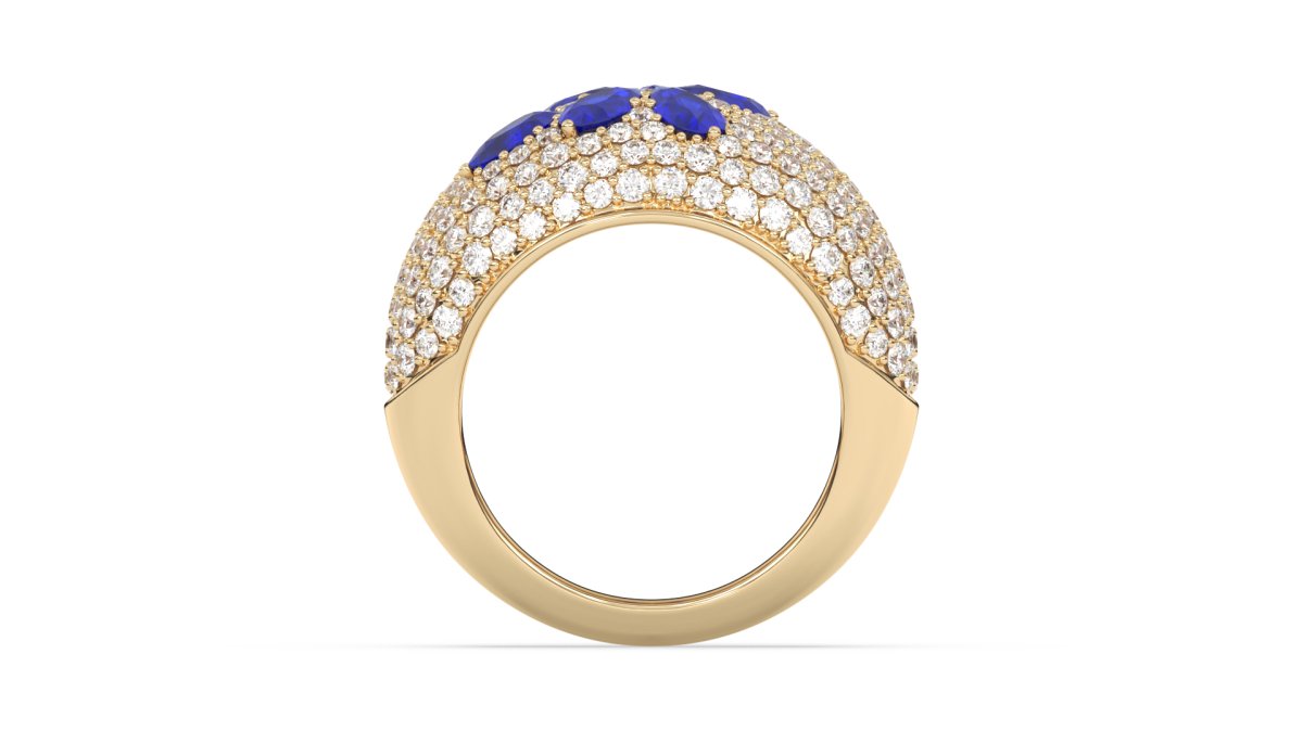 Rings Bubble Diamond Ring With Blue Sapphires in Yellow Gold - HOUSE PRESTON