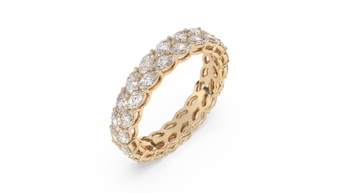 Rings Cheyne Double Row Full Eternity Ring in 18k Yellow Gold - HOUSE PRESTON