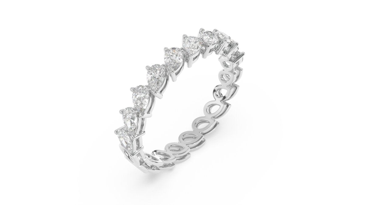 Rings Courtenay Pear Half Eternity Ring in 18K White Gold - HOUSE PRESTON