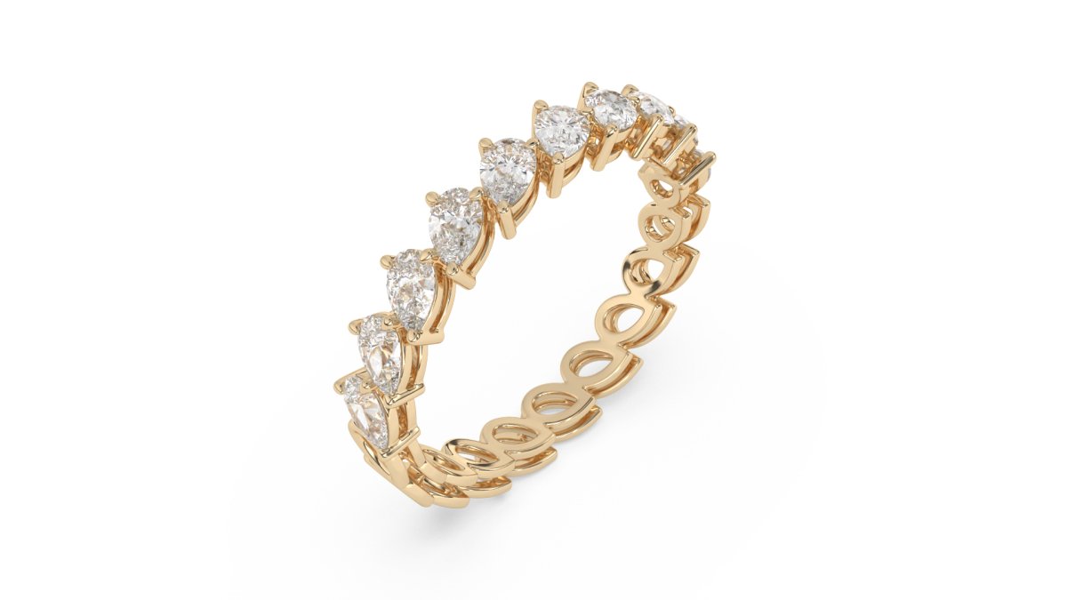 Rings Courtenay Pear Half Eternity Ring in 18K Yellow Gold - HOUSE PRESTON