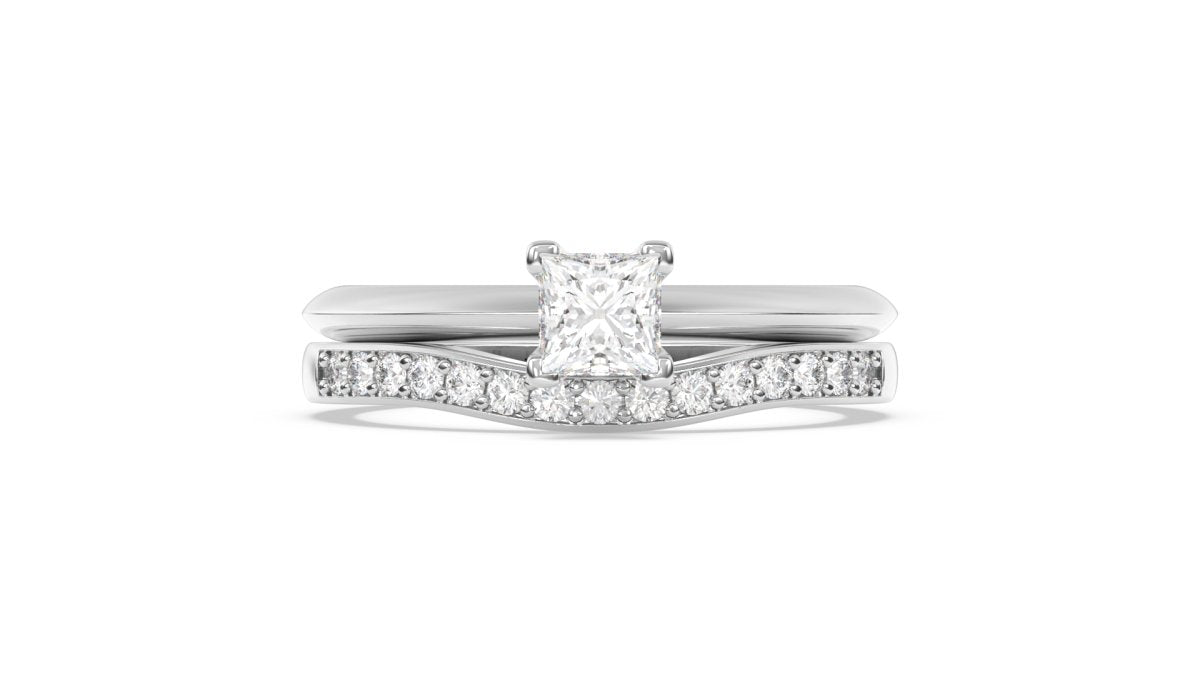 Rings Curved Half Eternity Wedding Ring in White Gold - HOUSE PRESTON