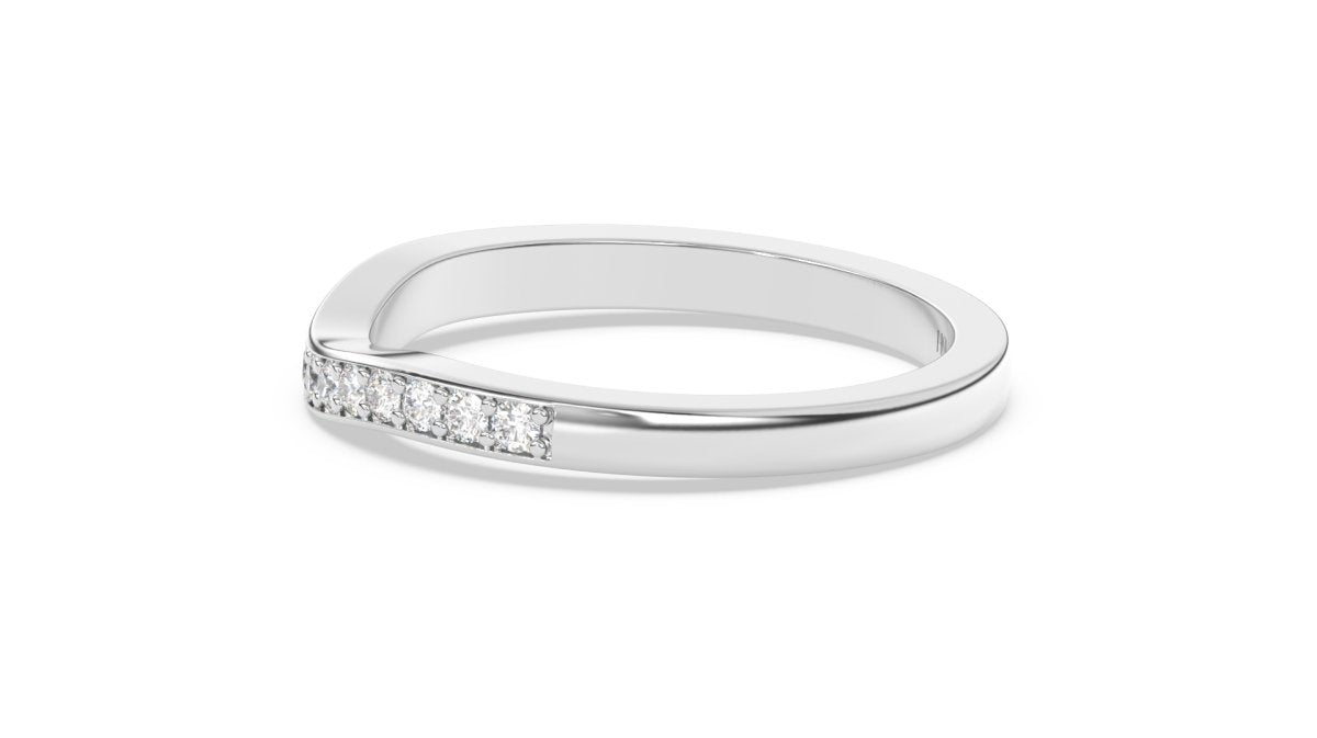 Rings Curved Half Eternity Wedding Ring in White Gold - HOUSE PRESTON