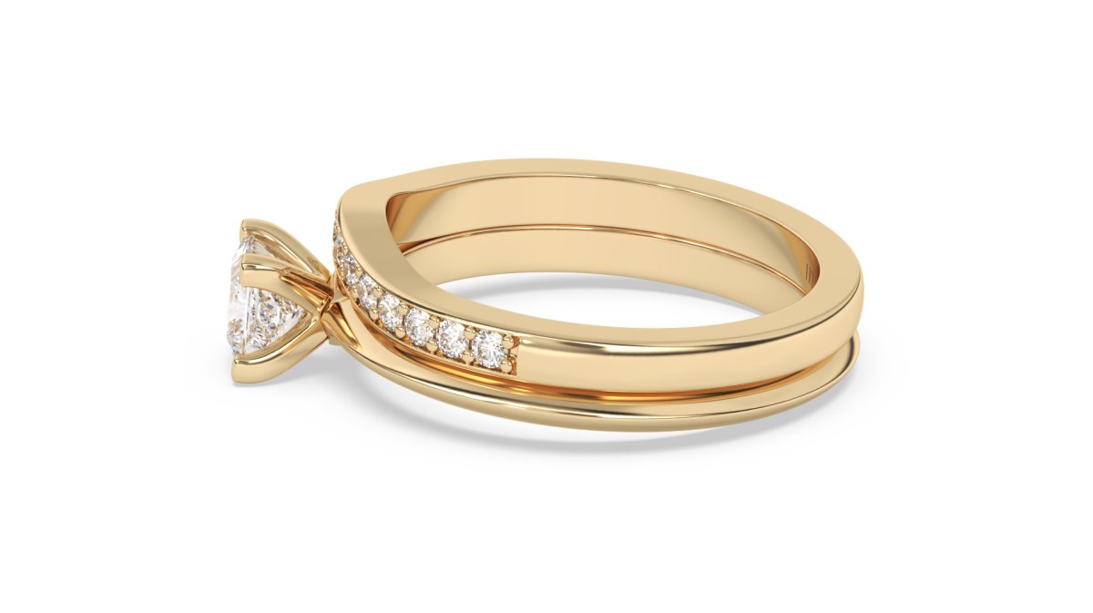 Rings Curved Half Eternity Wedding Ring in Yellow Gold - HOUSE PRESTON