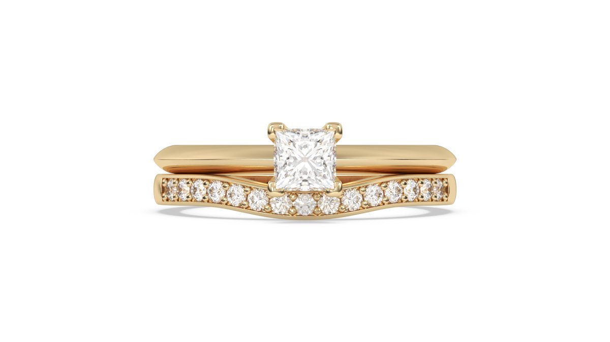 Rings Curved Half Eternity Wedding Ring in Yellow Gold - HOUSE PRESTON