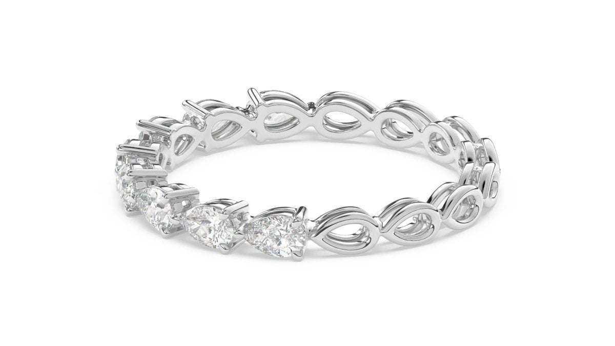 Rings Dalham Pear Half Eternity Ring in 18K White Gold - HOUSE PRESTON