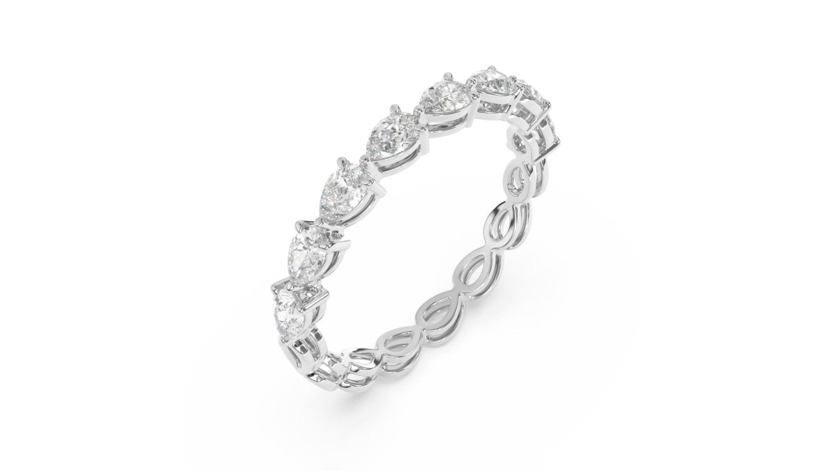 Rings Dalham Pear Half Eternity Ring in 18K White Gold - HOUSE PRESTON