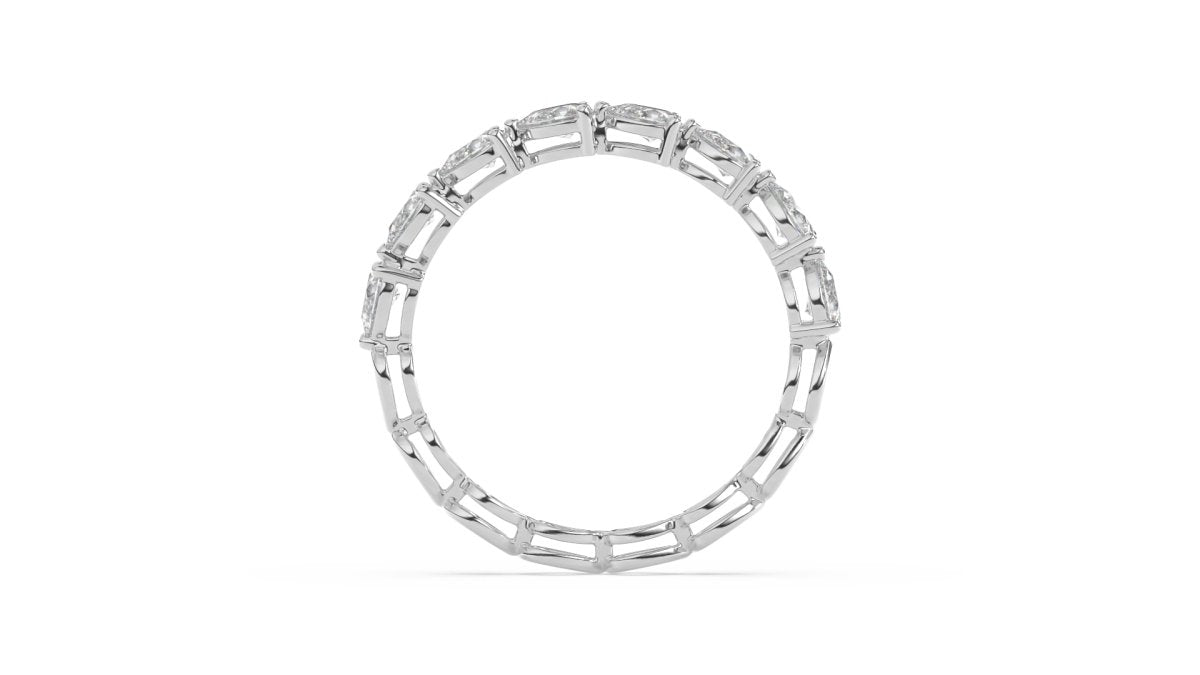 Rings Dalham Pear Half Eternity Ring in 18K White Gold - HOUSE PRESTON