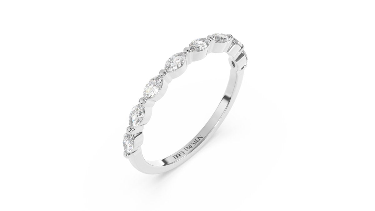 Rings Manresa Marquise Half Eternity Ring in 18K White Gold - HOUSE PRESTON