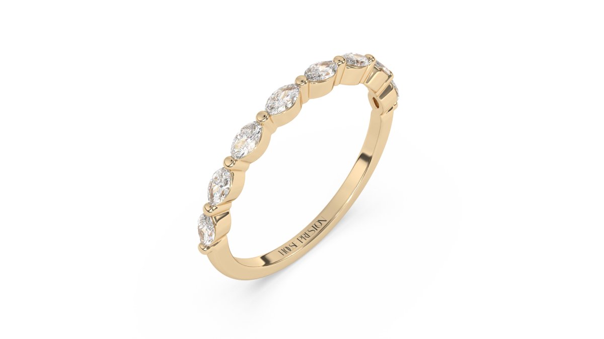 Rings Manresa Marquise Half Eternity Ring in 18K Yellow Gold - HOUSE PRESTON