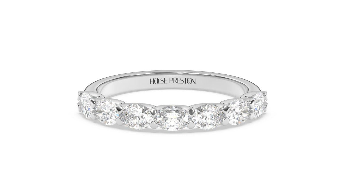 Rings Ovington Half Eternity Ring in 18K White Gold - HOUSE PRESTON