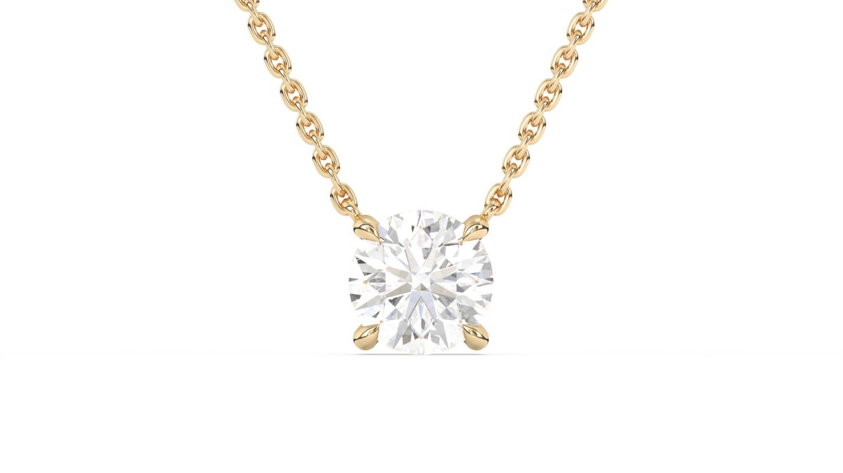 Necklaces Oxford Round Diamond Necklace in Yellow Gold - HOUSE PRESTON